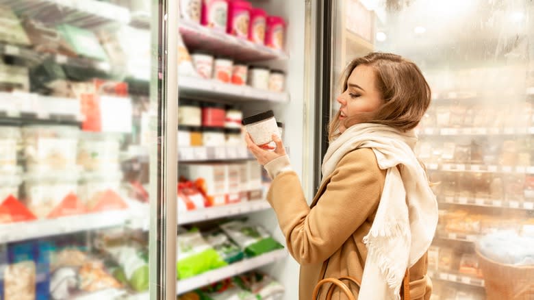 woman choosing ice cream