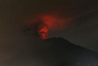 <p>Mount Agung volcano is seen erupting from Glumpang village, Karangasem, Bali, Indonesia Nov. 26, 2017. (Photo: Johannes P. Christo/Reuters) </p>