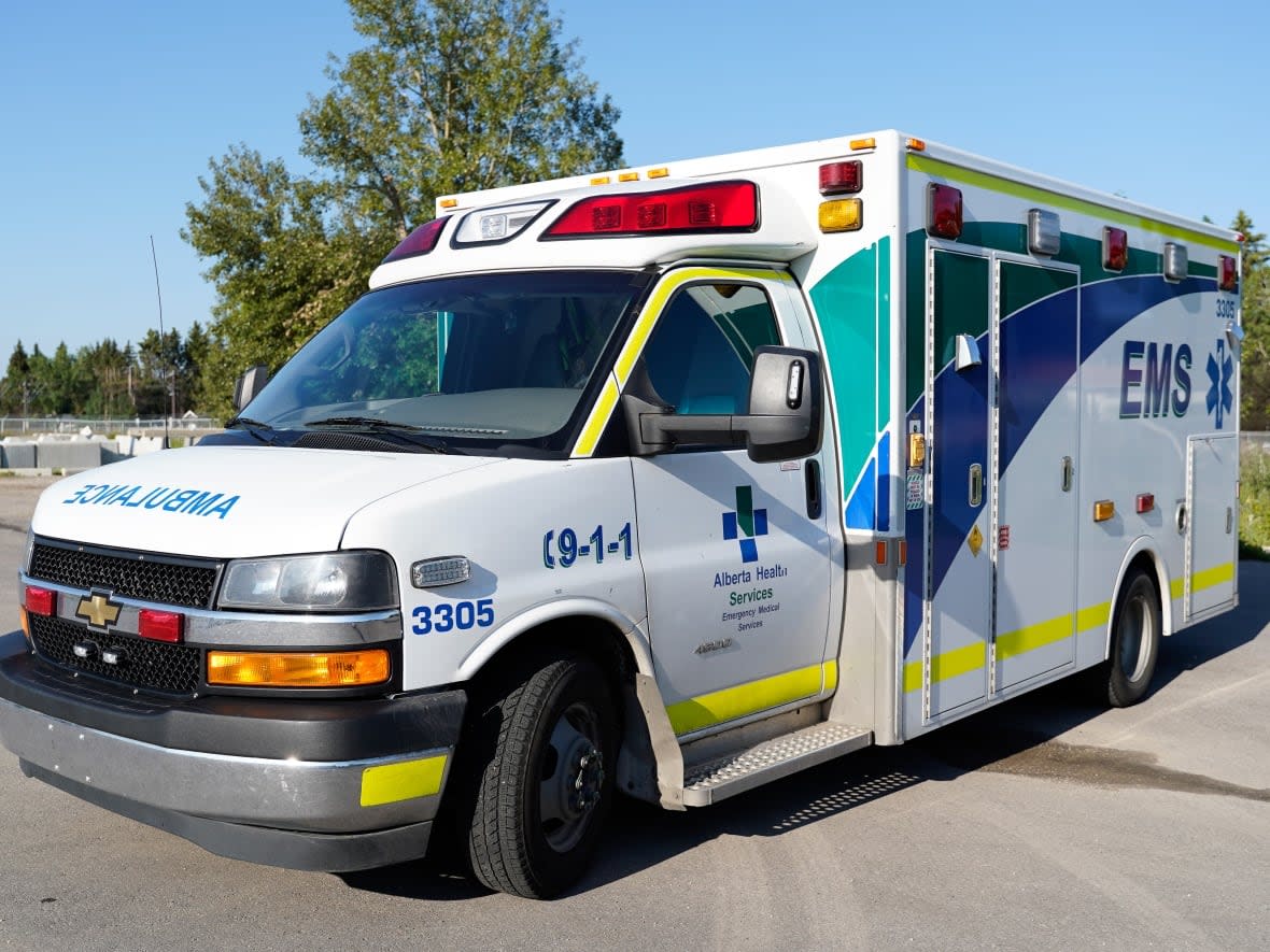 One of nine new ambulances deployed to Calgary and Edmonton is pictured in this photo submitted by Alberta Health Services. AHS says it continues to experience significant pressure on the health-care system due to a variety of factors. (Submitted by Alberta Health Services - image credit)