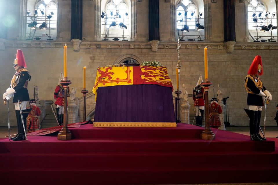 Queen Elizabeth II’s coffin inside Westminster Hall (Getty Images)