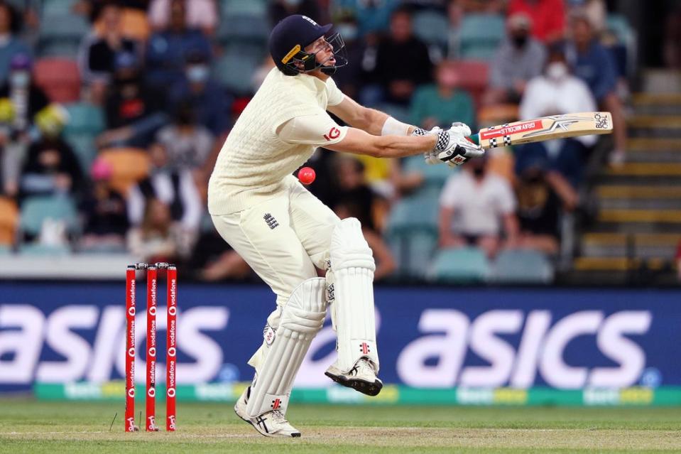 England batter Zak Crawley is struck by a delivery from Australia’s Pat Cummins during their fifth Test Ashes defeat in Hobart (Tertius Pickard/AP) (AP)