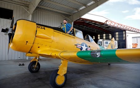 Vintage aircraft arrives after flight ahead of the arrival of Hurricane Dorian in Kissimmee