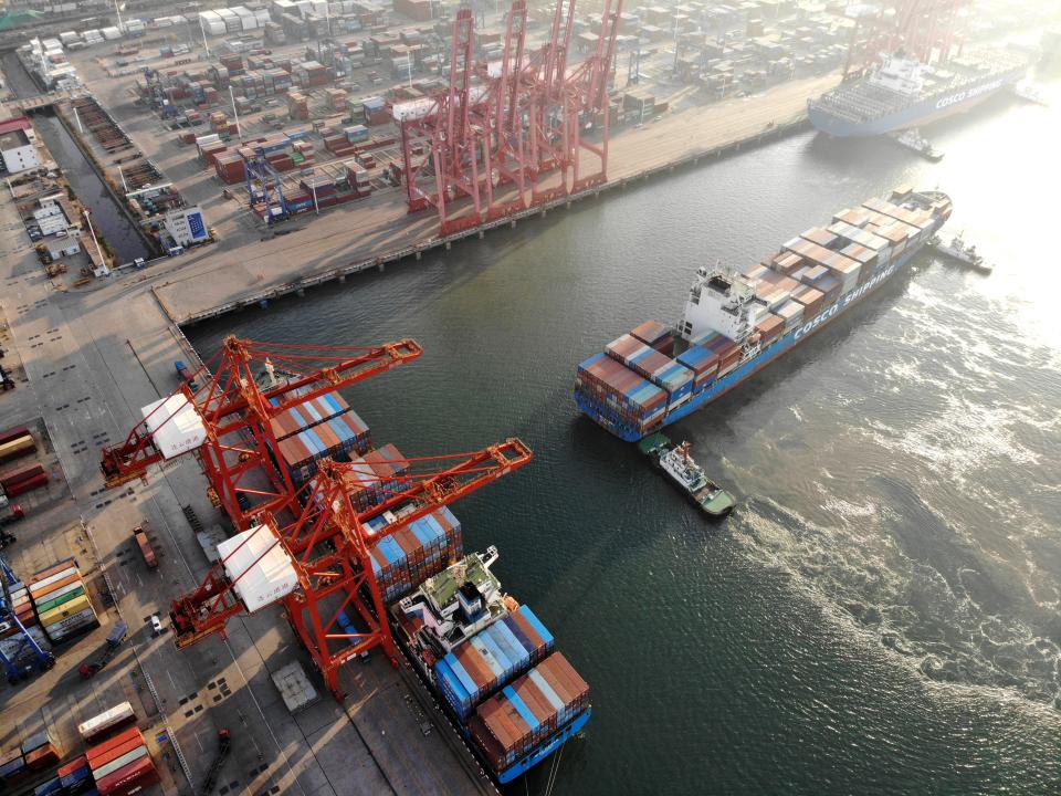 Overview of a port in Jiangsu, China.