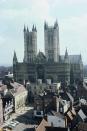 A view of Lincoln Cathedral from the castle, Lincoln, Lincolnshire, England.