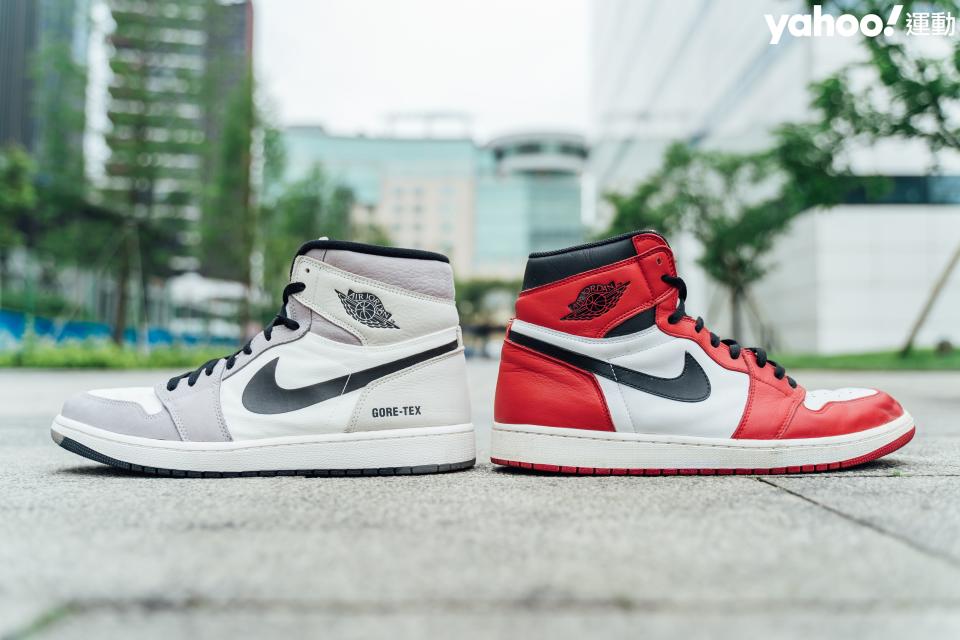 Air Jordan 1 Element相較於Air Jordan 1 Retro High OG Chicago鞋後跟的角度更加直挺。（Yahoo奇摩運動）