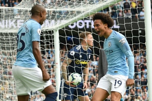 Leroy Sane scored two minutes into his first Premier League start of the season for Manchester City