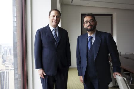 Platinum Partners' Mark Nordlicht (L) and Uri Landesman pose in their New York offices in this undated photograph provided on April 11, 2016. REUTERS/Mark Hartman