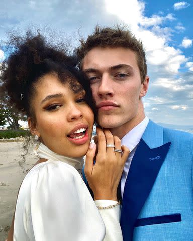 <p>Lucky Blue Smith Instagram</p> Nara Smith and Lucky Blue Smith on their wedding day in February 2020.