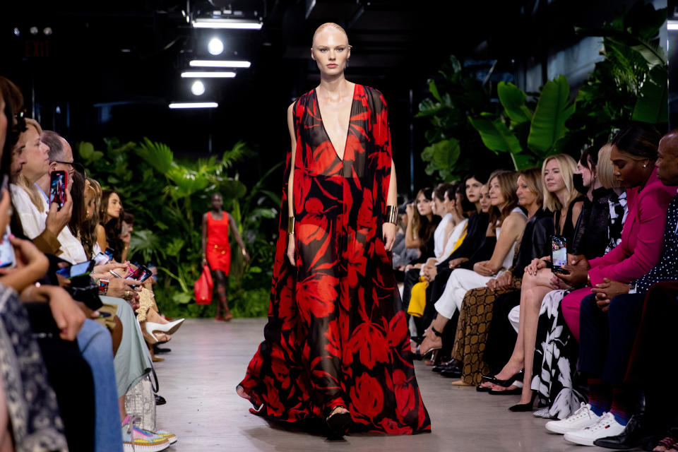 A Michael Kors collection is modeled during Fashion Week, Wednesday, Sept. 14, 2022, in New York. (AP Photo/Julia Nikhinson)