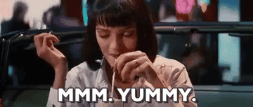 uma thurman drinking a milkshake in pulp fiction