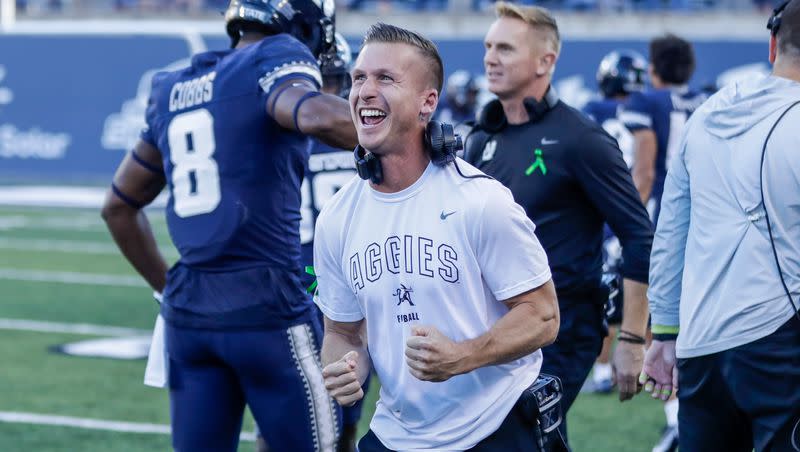 Utah State co-offensive coordinator/wide receivers coach Kyle Cefalo has helped make the Aggies’ passing attack elite.