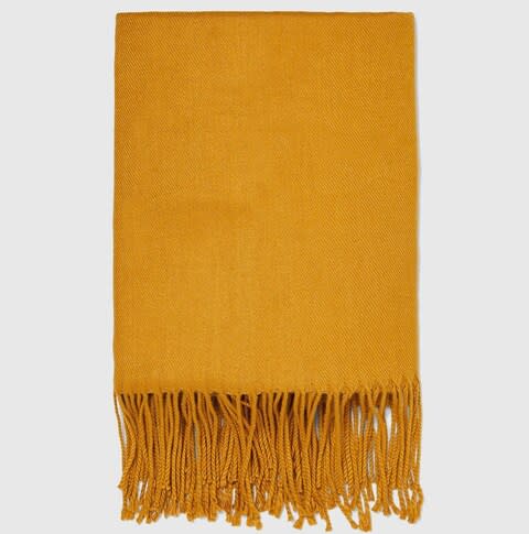 Zara plain scarf with fringing, mustard - Credit: Zara