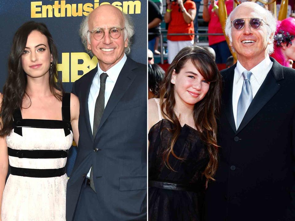 <p>Gary Gershoff/WireImage ; Frazer Harrison/Getty</p> Cazzie David and Larry David attend "Curb Your Enthusiasm" season 9 premiere on Sept. 27, 2017; Larry David and Romy David arrive at the 60th Primetime Emmy Awards on September 21, 2008.
