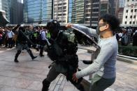 Anti-government protesters gather at the Central District in Hong Kong