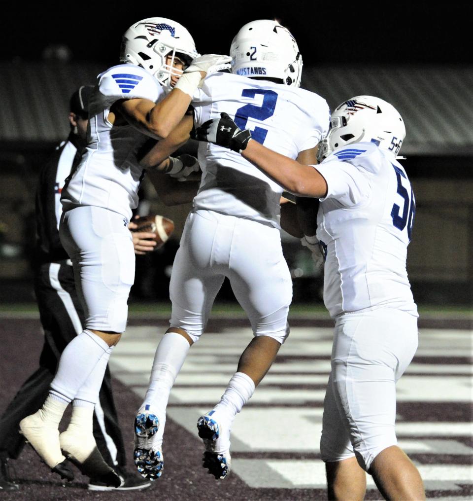 City View celebrates after scoring a touchdown against Eastland on Friday, November 12, 2021 in Seymour.