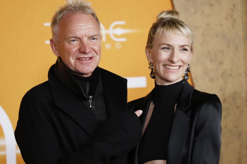 Sting and Mickey Sumner arrive on the red carpet at the New York premiere of Warner Bros. "Dune: Part Two" at Josie Robertson Plaza at Lincoln Center on February 25. Photo by John Angelillo/UPI