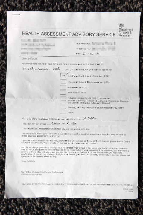 <em>The DWP letter told Hatti Broxton they would be sending a doctor round to their home (Caters)</em>