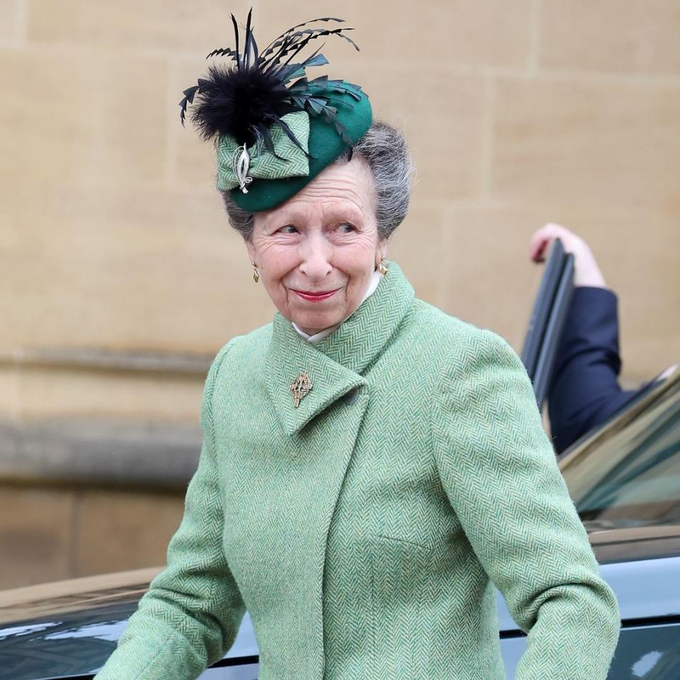 Princes Anne turns heads in recycled coat and vibrant feathered beret at Easter service