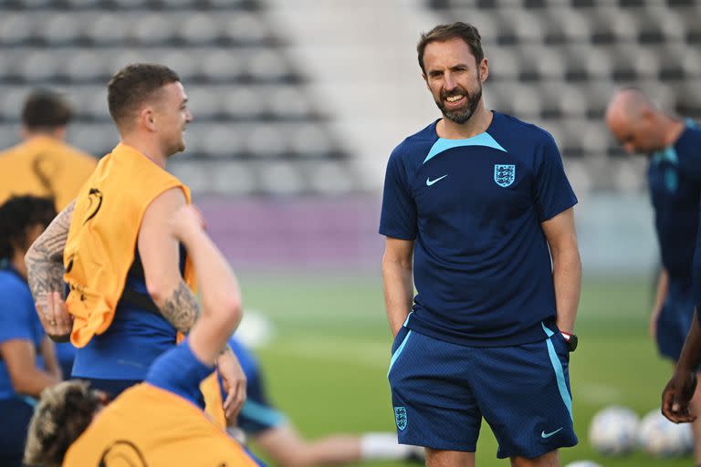 El entrenador Gareth Southgate, durante el último entrenamiento de Inglaterra