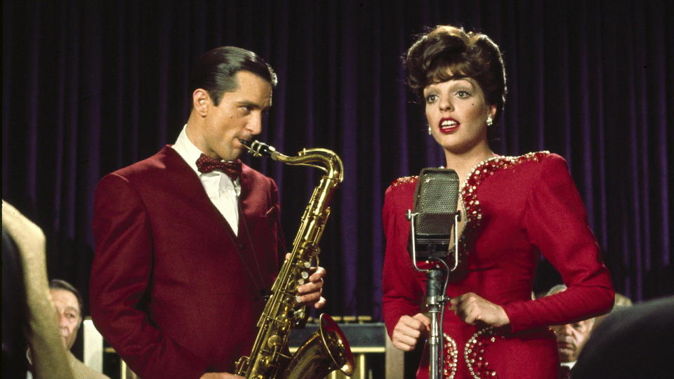 Robert De Niro and Liza Minnelli performing on stage in New York, New York.