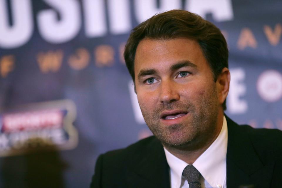 Promoter Eddie Hearn believes he and boxing are being held to an unfair standard compared to other sports. AP Photo/Tim Ireland