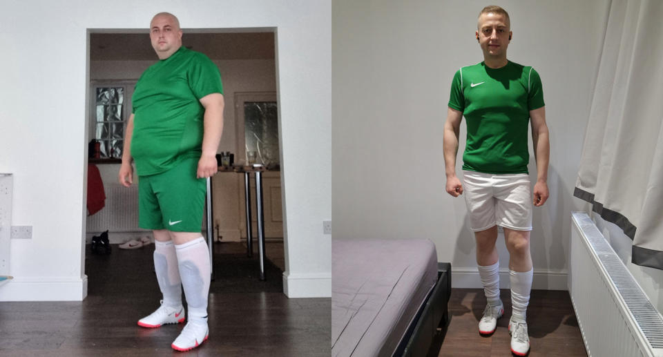 Vlad Tudose shares his weight loss tips after losing 15 stone in a year after joining a fat-busting football club.