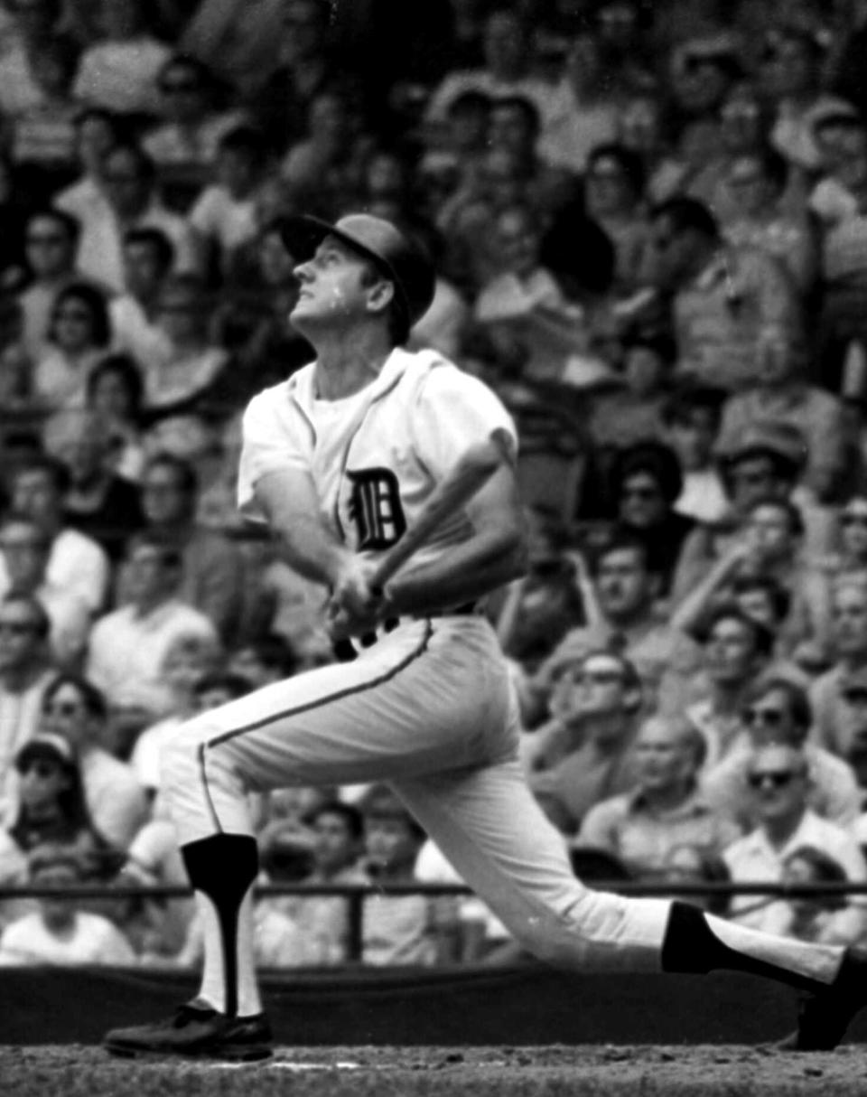 FILE - In this 1970 file photo, Detroit Tigers' Al Kaline is shown. Al Kaline, who spent his entire 22-season Hall of Fame career with the Detroit Tigers and was known affectionately as “Mr. Tiger,” has died. He was 85. John Morad, a friend of Kaline's, confirmed to The Associated Press that he died Monday, April 6, 2020, at his home in Michigan. (AP Photo)