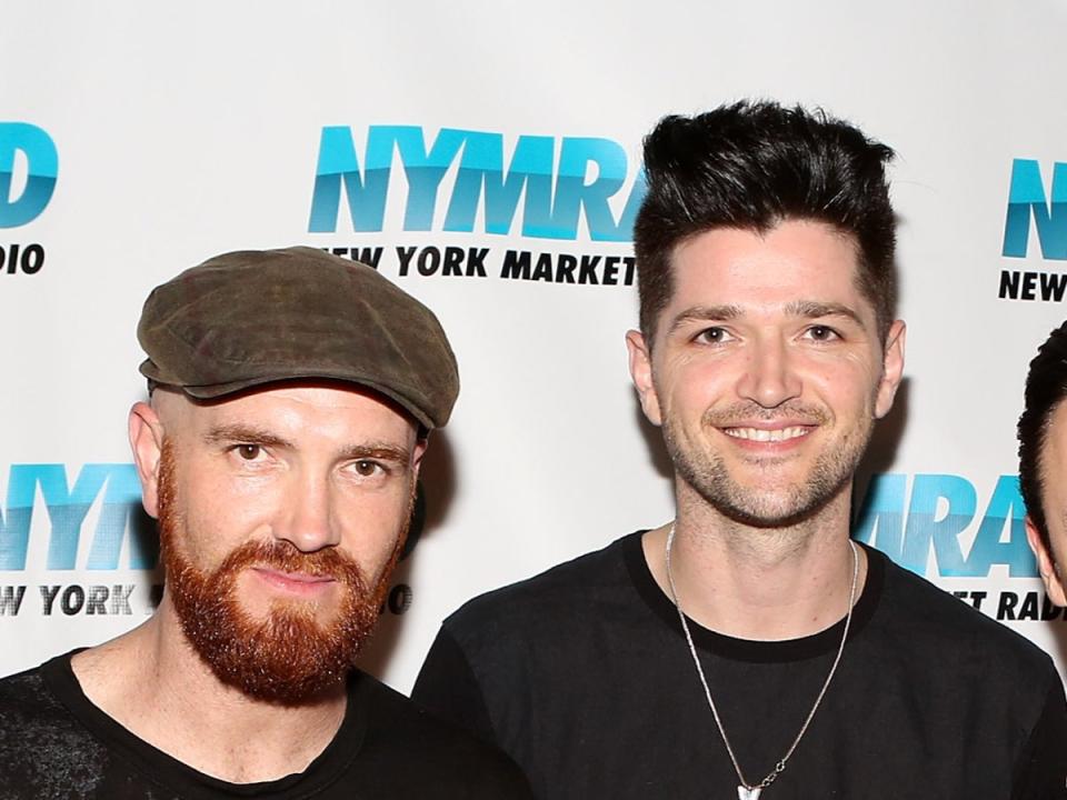 Guitarist Mark Sheehan (left) and singer Danny O’Donoghue of The Script (Robin Marchant/Getty Images for AWXI)