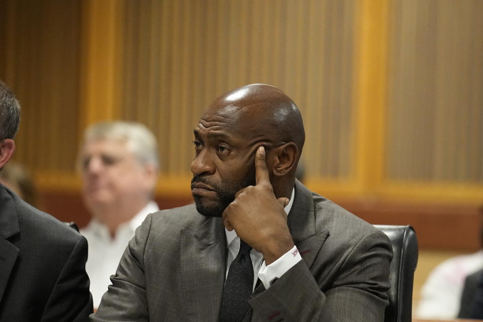 Special prosecutor Nathan Wade sits in court Tuesday, Feb. 27, 2024, in Atlanta. Terrence Bradley, Wade’s former law partner and onetime divorce attorney, testified as a judge considered an effort by lawyers for former President Donald Trump to disqualify Fulton County District Attorney Fani Willis over her romantic relationship with Wade. (AP Photo/Brynn Anderson, Pool)