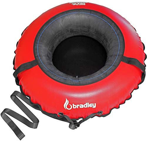 7) Bradley Commercial Towable Snow Tube Sled and Heavy Duty Cover (50" Red) | Made in USA