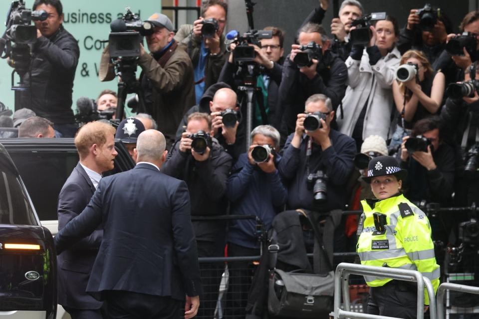 Prince Harry arriving at the High Court (George Cracknell Wright)