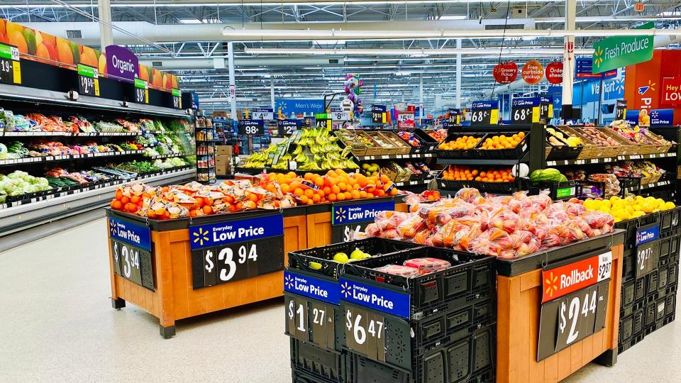 OLNEY, IL - 01/14/2020 - WalMart store interior on produce section.