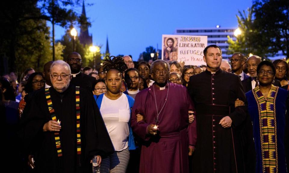 Bishop Michael Curry with the Reclaiming Jesus group in Washington. 