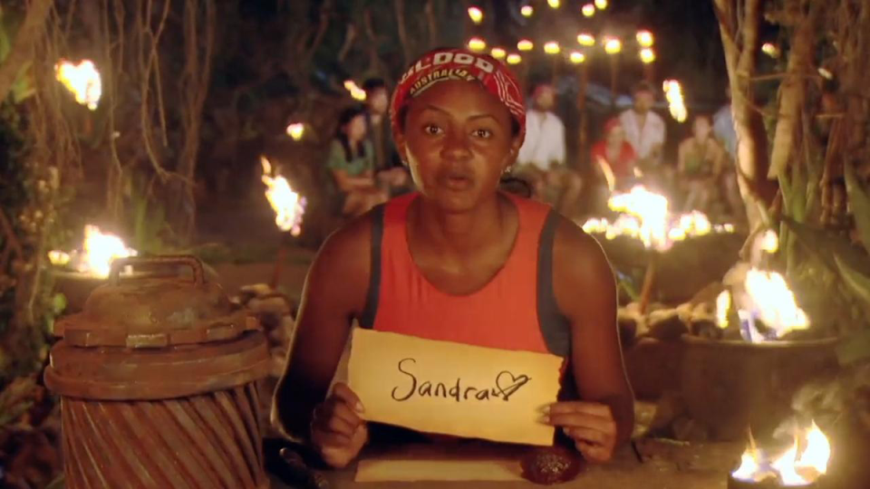 Australian Survivor's Nina voting for Sandra.