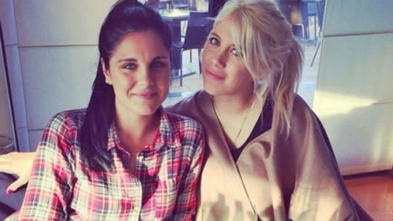 Con Wanda Nara, en una de las pocas imágenes de las cuñadas 