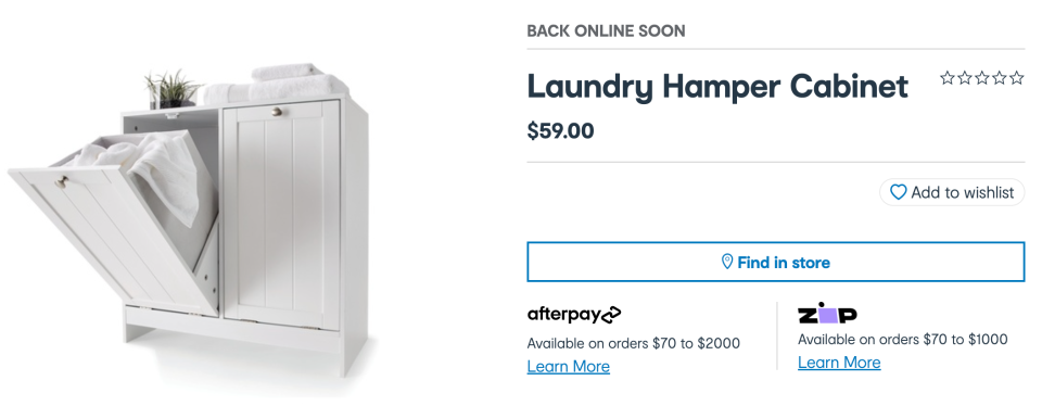 Kmart laundry hamper cabinet on their website