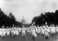 <p>Ku Klux Klan members hold a march in Washington, D.C., on August 9, 1925. (Photo: Getty Images) </p>