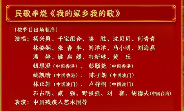 中國《央視》春晚9日下午公布節目單，台灣、香港、澳門藝人都會被特別標註。（圖／翻攝自春晚微博）