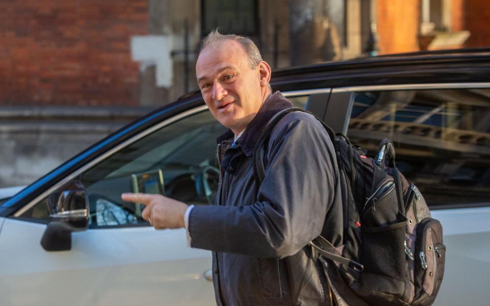 Sir Ed Davey, the leader of the Liberal Democrats, is pictured this morning in Westminster