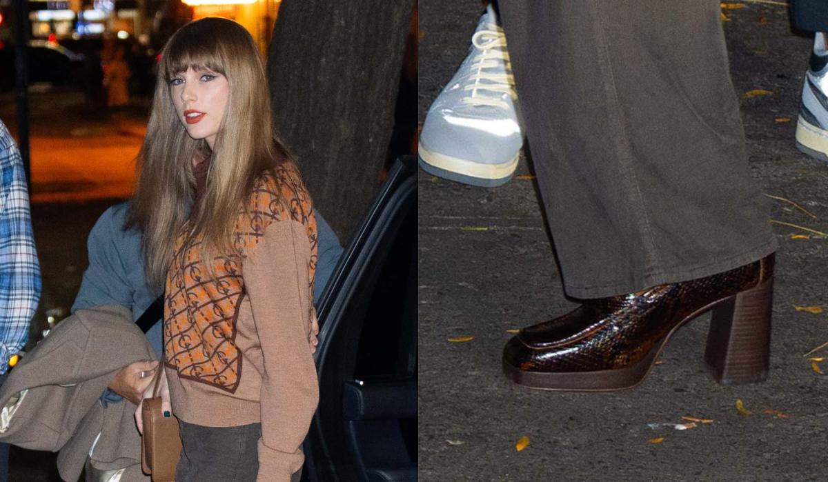 Taylor Swift Gets Fall Ready in Snakeskin Leather Loafers in New York