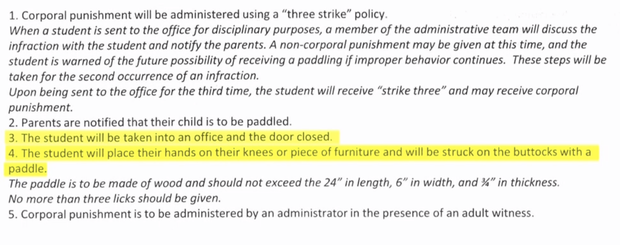 The Georgia School for Innovation and the Classics asked parents to sign a permission slip, allowing them to hit misbehaving students with a paddle.