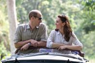 <p>Will and Kate ride in an open-air jeep on a safari in Guwahati, India.<br></p>