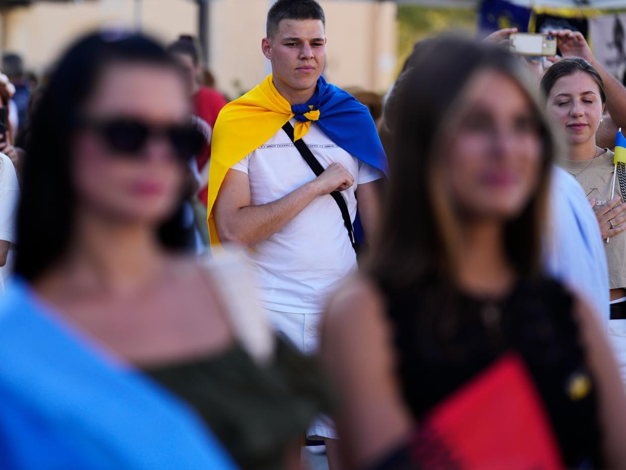 Celebrations of Ukraine’s Independence Day in Barcelona (EPA)