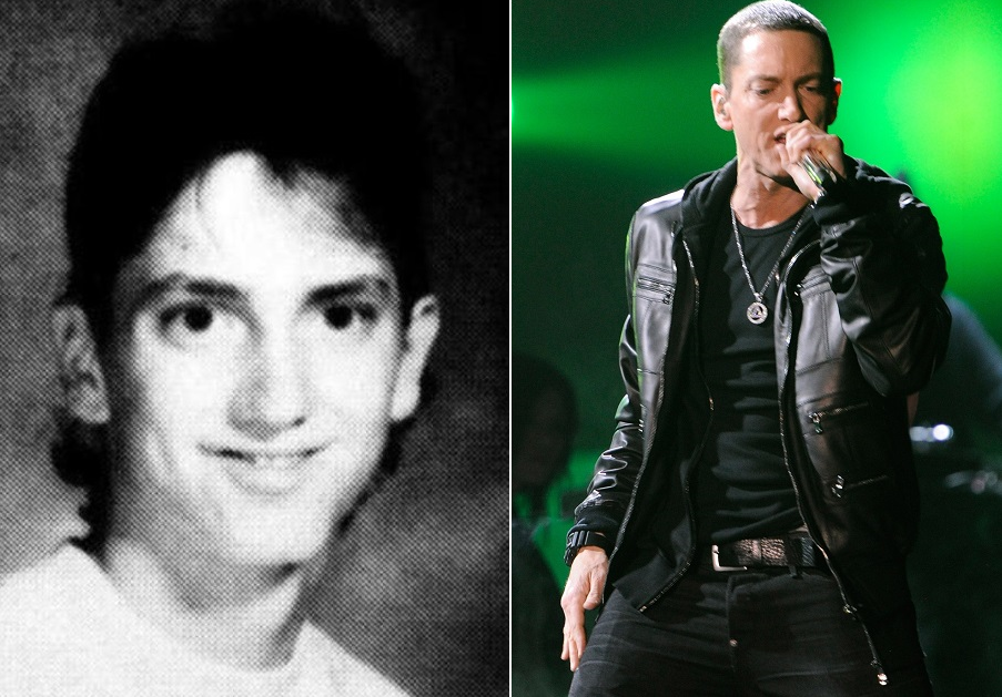 Eminem. Y tú, ¿te ves igual ahora que en tu época de escuela o también has logrado grandes cambios como estas celebridades? Déjanos tus comentarios. Fotos: Twitter.comfergusonsav10 - Getty Images