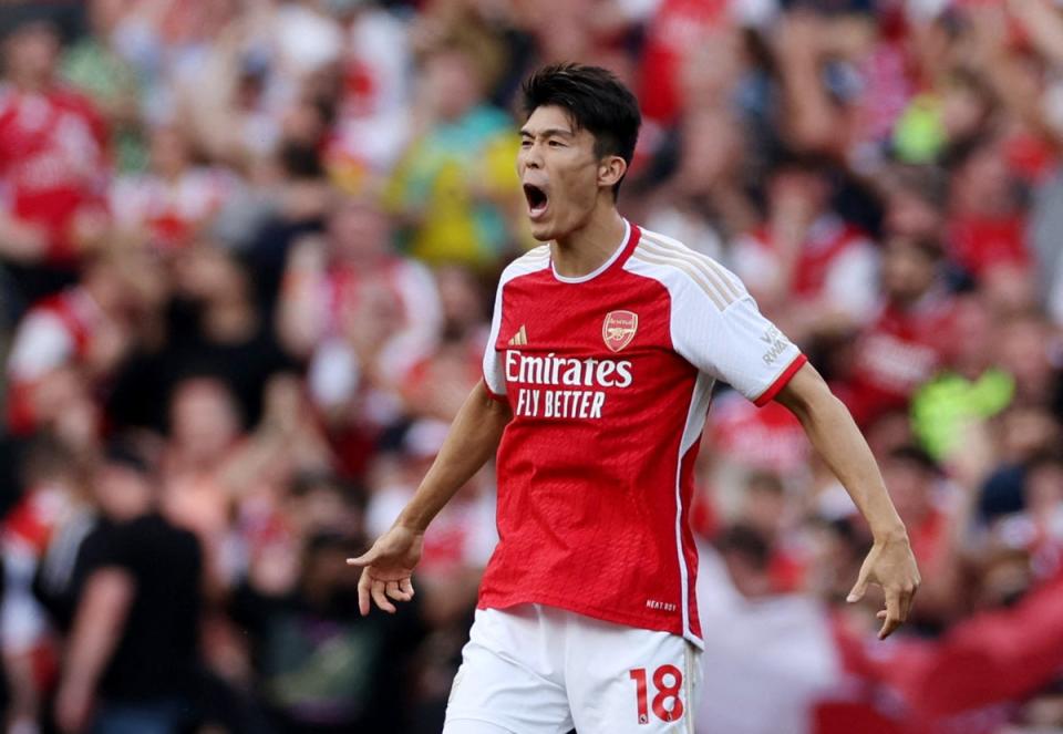 Takehiro Tomiyasu got Arsenal level before half-time (Action Images via Reuters)