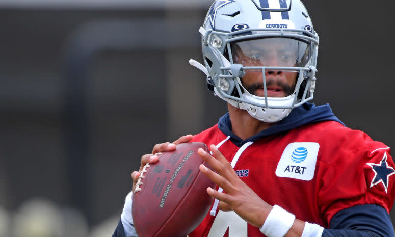 Cowboys quarterback Dak Prescott at practice.