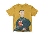 This product image shows RBG T-shirt showing her with a gavel and a law book, available at Piccolinakids.com. Prices range from $28 to $36. (Piccolina via AP)