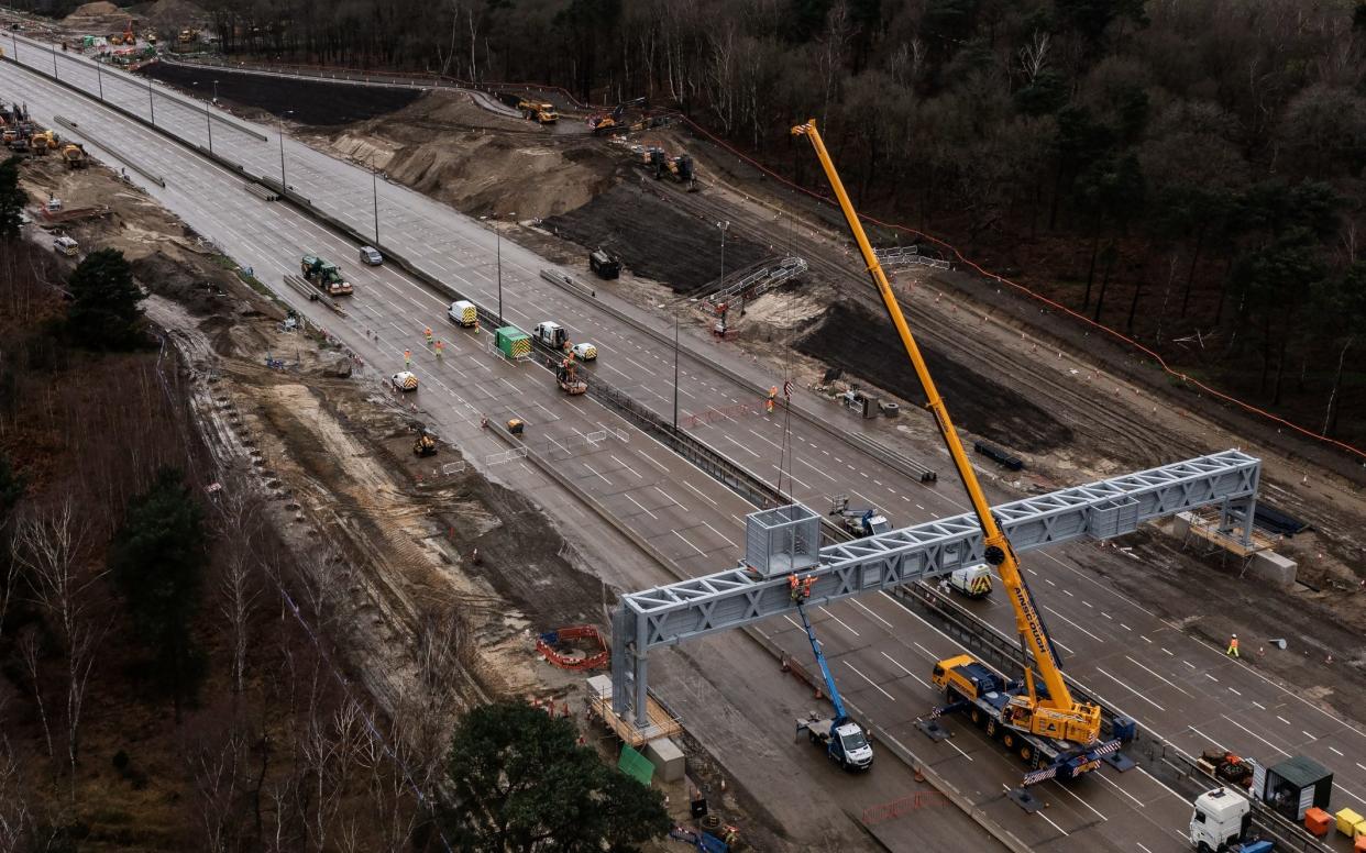 A new gantry was installed over the M25 and the plans are on schedule