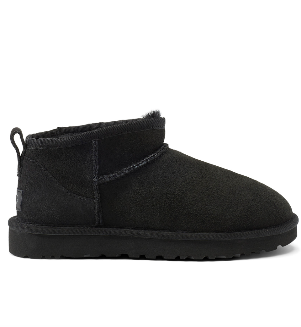 UGG Classic Ultra Mini Boots in black (Photo via Simons)