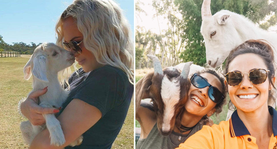 Kate Eleena (left) and farm volunteers are worried about the future of the animals. Source: Supplied